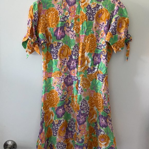 Faithfull the Brand Daphne Mini Tie Sleeve Floral Ruffle Dress | Summer Brights - Picture 5 of 8